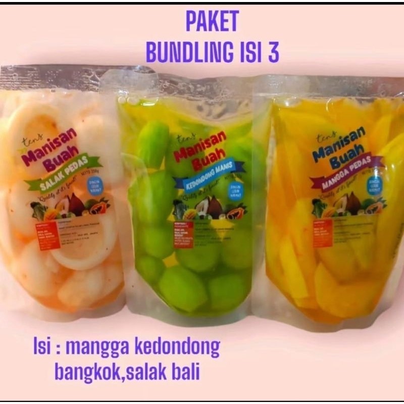 

Paket Manisan BUNDLING Isi 3 (Mangga, Kedondong Bangkok, Salak/Cerme)