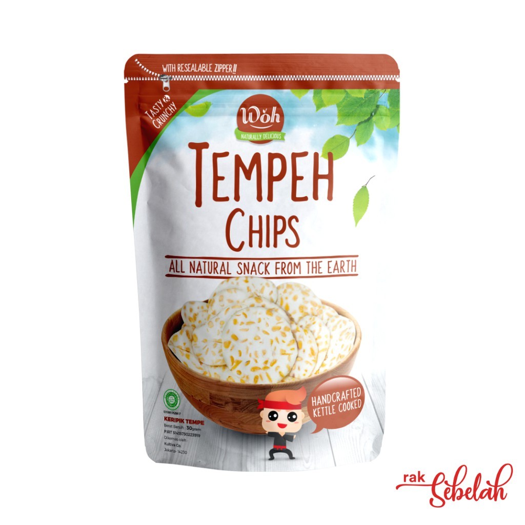 

Woh Tempeh Chips 100gr - Keripik Tempe Premium Original BBQ Ayam Bakar Seaweed BBQ Lime Leaf Daun