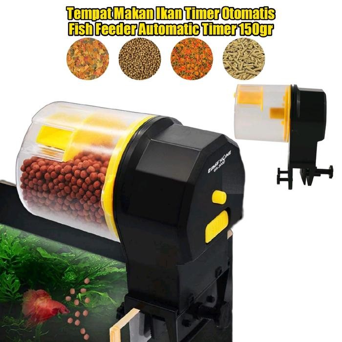 PREMIUM Mesin Alat Tempat Kasih Pakan Makan Ikan Koki Otomatis Dispenser Aquarium Wadah Pemberi