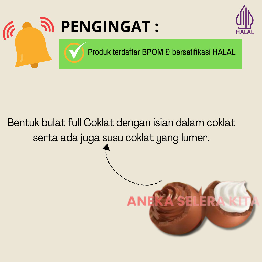 

MR.SIF Choco Lava Coklat Bulat Dengan Lava Rasa Cokelat Susu & Assorted Halal 70gr