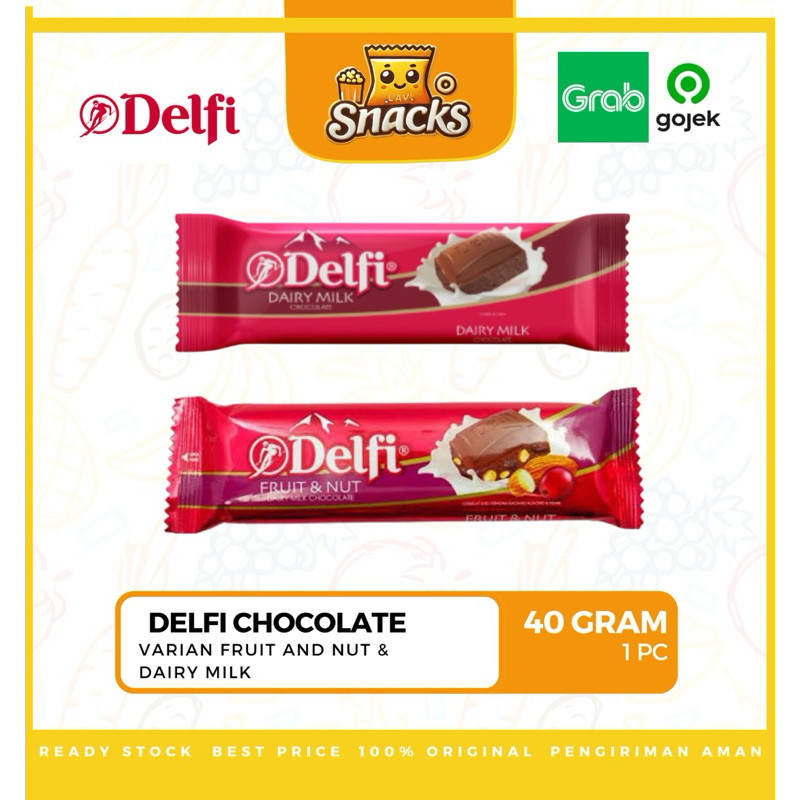

Lav.SnacksDelfi Chocolate Dairy Milk / Fruit Nut 40GR - 1 PCS