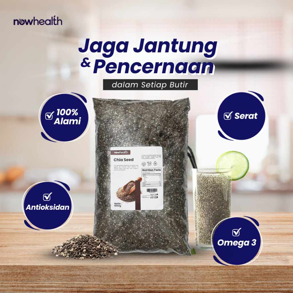 

Chia Seed 1 kg Nowhealth Organik Biji Black ChiaSeed Hitam Mexico Premium