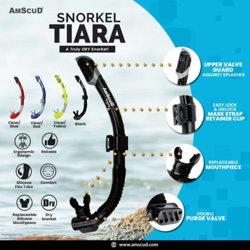 Combo Amscud Ms Tiara / Peralatan Selam / Mask Snorkel Selam / Kacamata Selam / Snorkel Selam / Alat