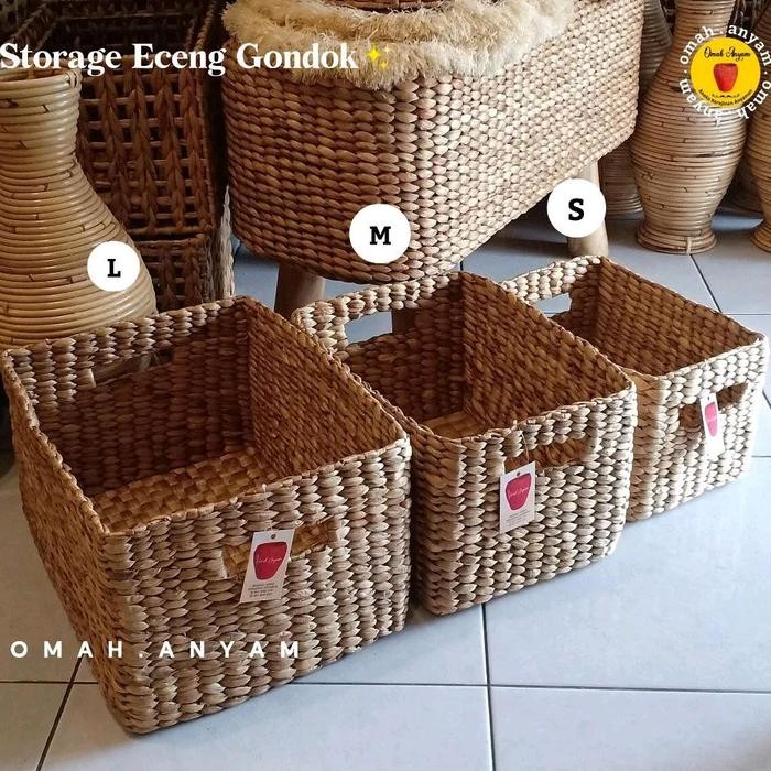 Keranjang Anyam enceng Gondok/Kotak Anyaman Eceng Gondok Size S
