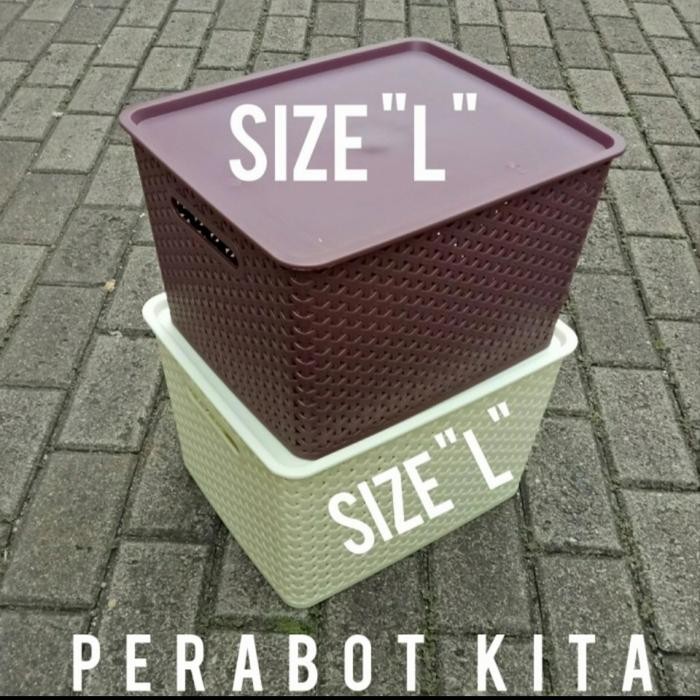 sunlife-kotak tutup plastik motif rotan Narita Large