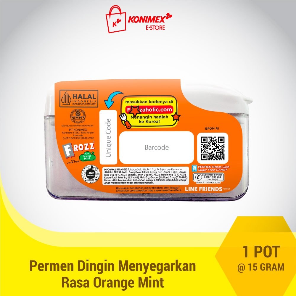 

FROZZ Orange Mint permen bebas gula, rendah kalori & dingin menyegarkan