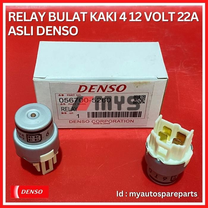 JTTOP" RELAY KAKI 4 AC MOBIL BULAT 056700 5260 12 VOLT 22A DENSO ASLI