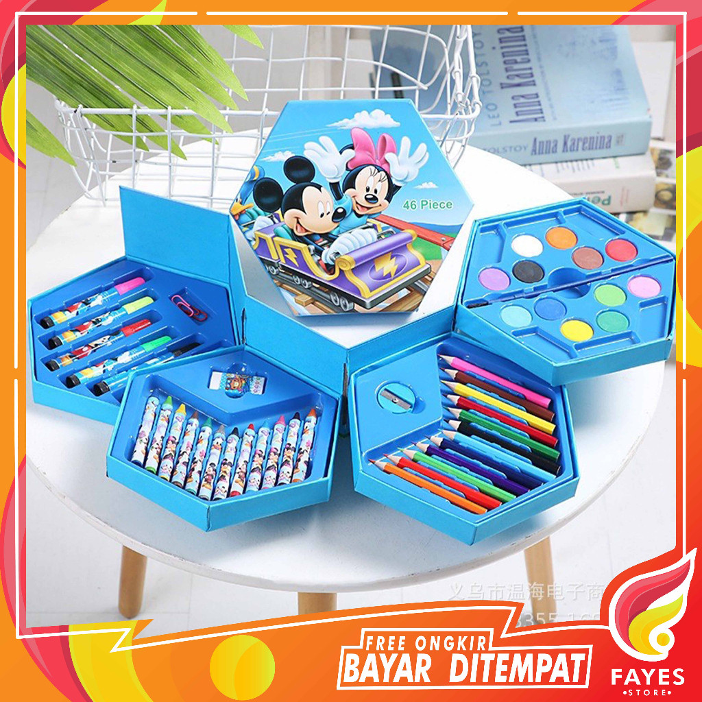 

FAYES COD Crayon Set Isi 46 Spidol Pensil Warna Cat Air Alat Lukis Murah STY09