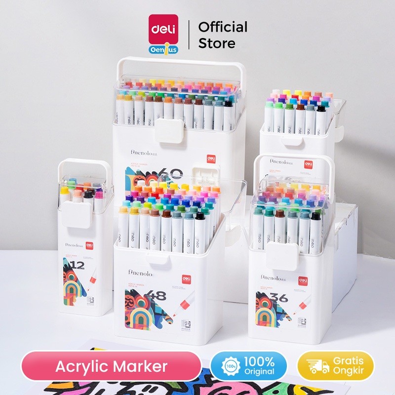 

DELI SPIDOL AKRILIK / ACRYLIC MARKER 12/24/36/48 WARNA FINENOLO SERIES HM118