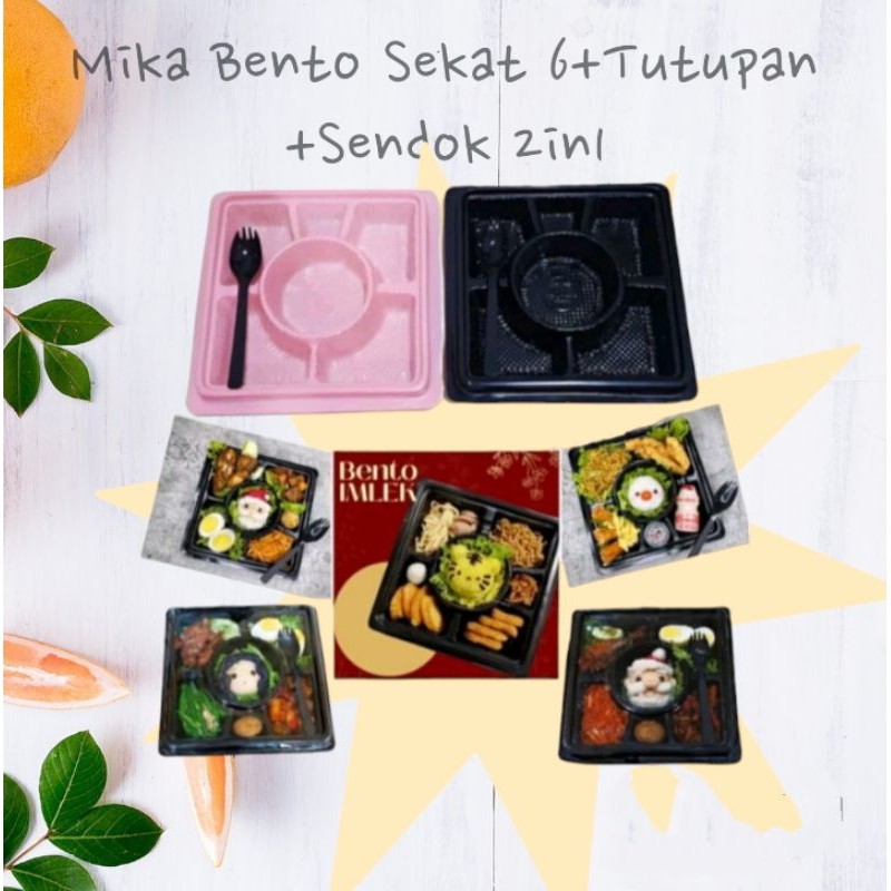 Mika bento sekat 6+sendok 2in1+Tutupan isi 50set