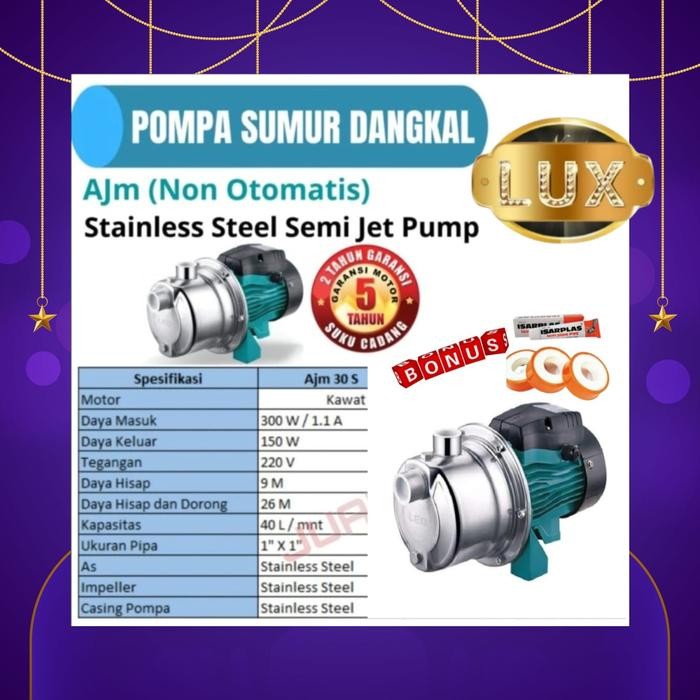 Terbagus Mesin Pompa Air Isi Ulang Depot Ro Aqua Leo Ajm30S Ajm 30 S Transfer Booster Semijet Pump