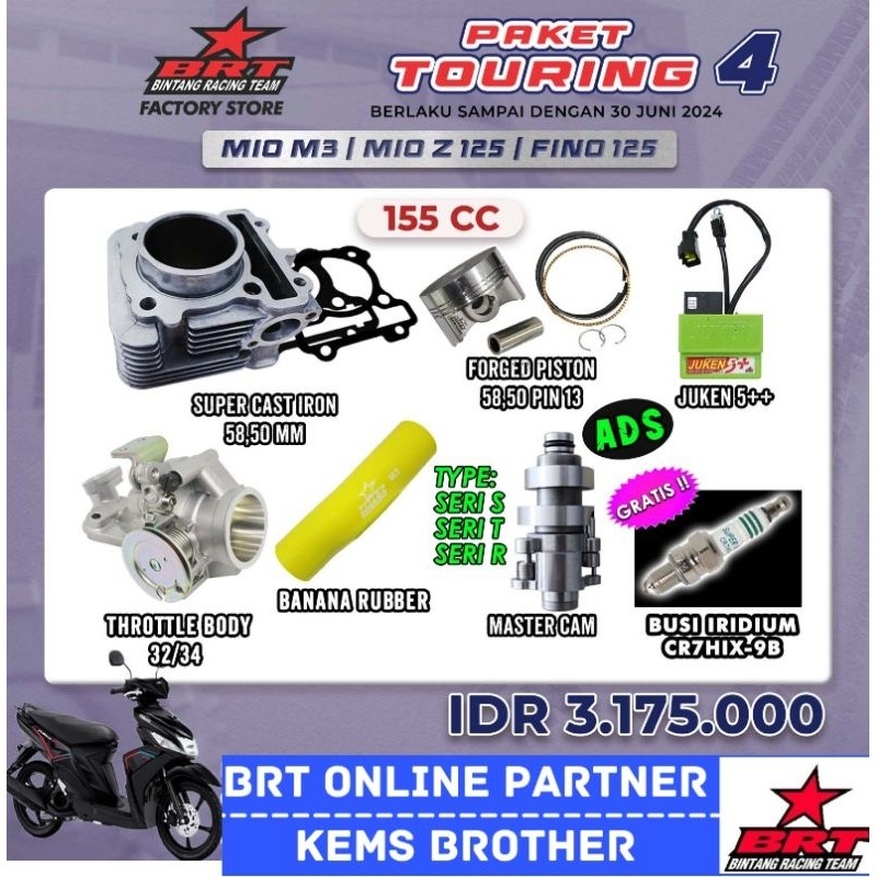 PAKET BORE UP BRT BLOK BRT FAZZIO FILLANO MIO M3 BRT FINO 125 BRT MIO Z 125 BRT PAKET TOURING 4 FREE