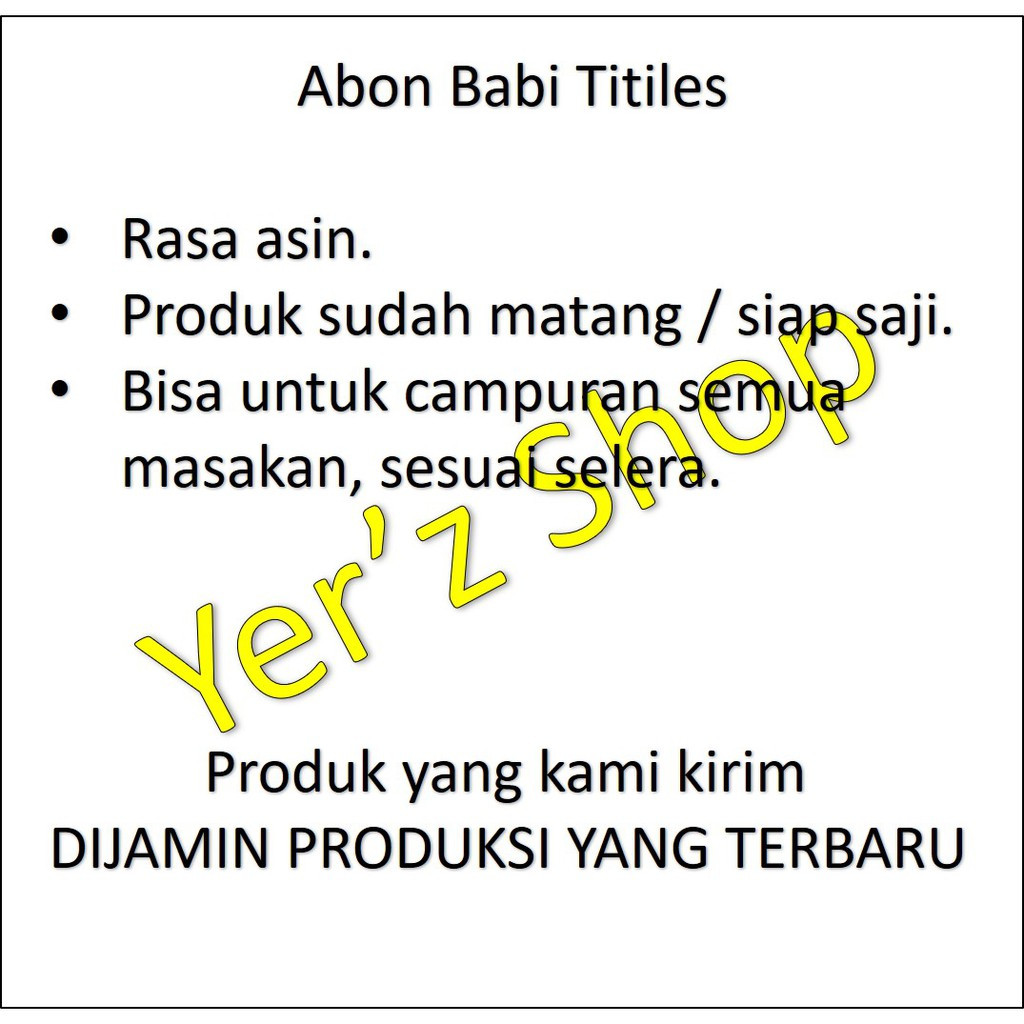 

Restokobar Abon Babi Titiles 250Gr Ginal Titiles Bali
