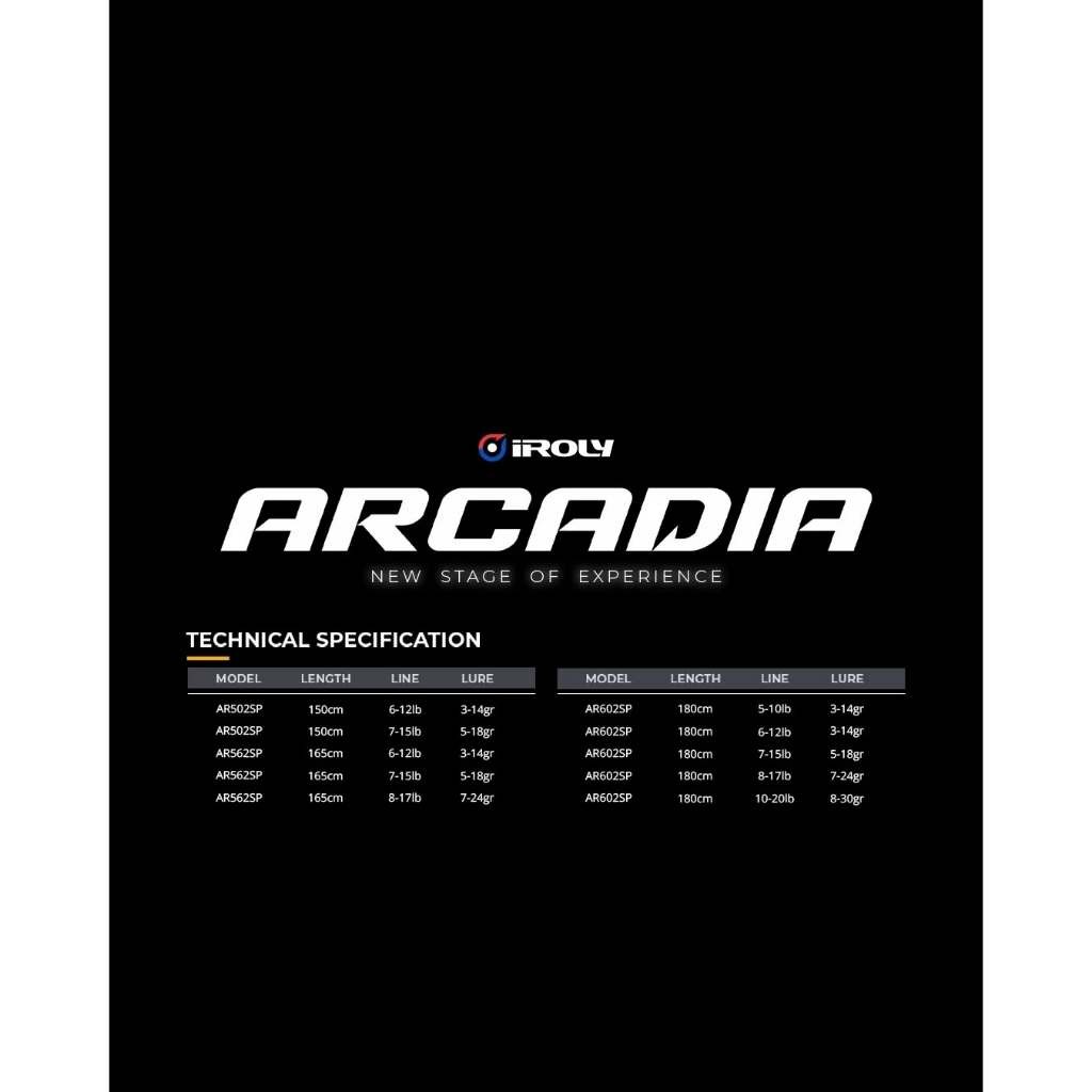 [Ready] Joran Pancing Iroly Arcadia Ukuran 165cm-180cm Marit Full Fuji Bahan Carbon Solid Gagang