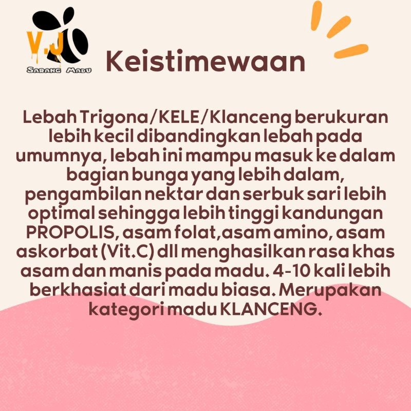 

Omahjajanan Madu Murni Kele Kele Klanceng (Trigona Itama)