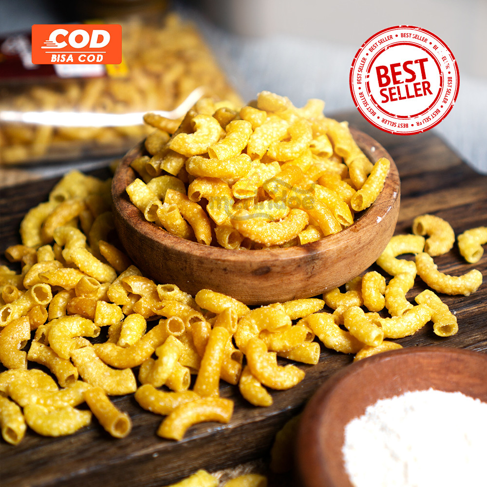 

Omahjajanan Makaroni Pedas Gurih / Asin / Balado / Barbeque / Keju - Merindoe Snack