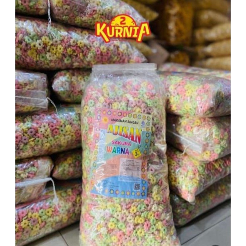 

Sega Tungtung Snack Sakura Warna Warni, Ajisan Sakura, Ajisan Kolget 1 Bal 3Kg