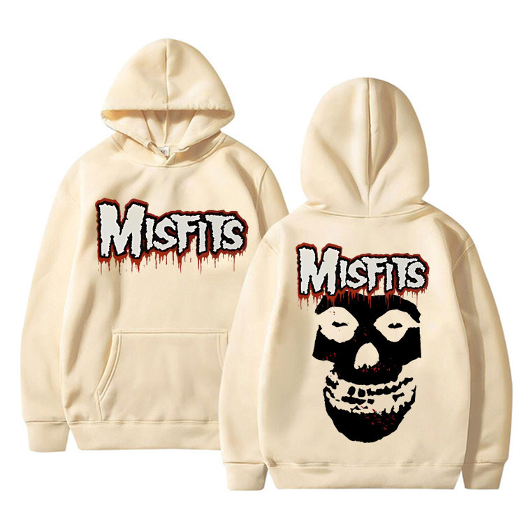 Men Women Gothic Vintage Long Sleeve Oversized Hoodies Horror Punk Misfits Skull Rock Print Hoodie