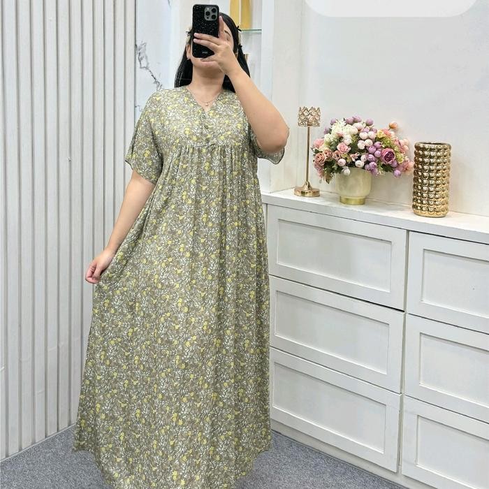Daster Rayon Viscose Lembut Jumbo Lengan Pendek Annisa Fashion dengan Kancing Cantik - Dress