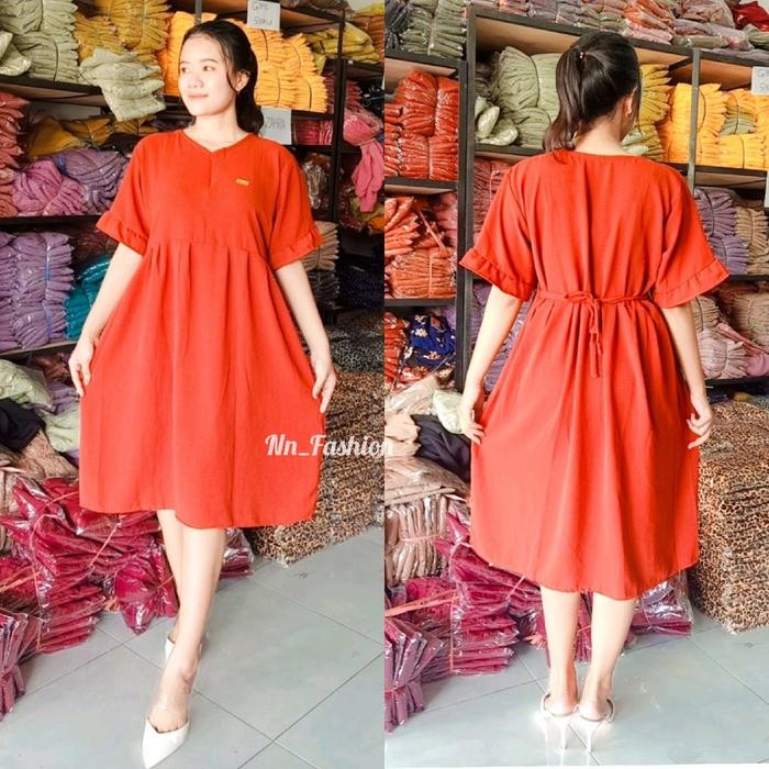 Daster Dress Yuki Crinkle Airflow Flowly Jatuh Bross Acrilic Resleting Busui