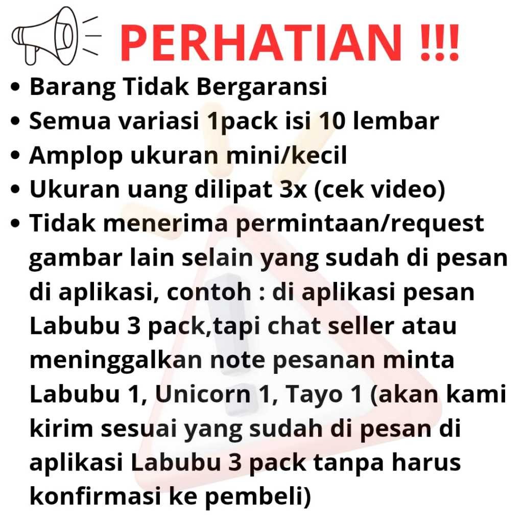 

AMPLOP LEBARAN MINI 10PCS KARAKTER LABUBU SNACK KECIL 1 PACK / AMPLOP LEBARAN GROSIR