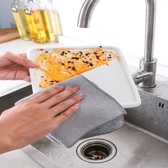 

Microfiber Double Side Cleaning Kain Lap Kitchen Dish Cloth Clean