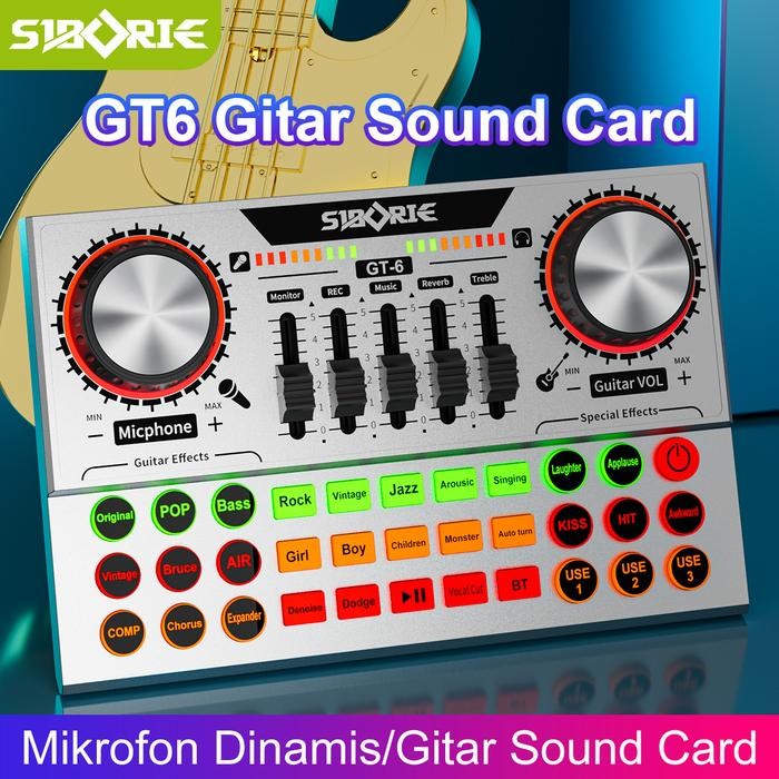 TERLARIS Siborie gitar sound card GT6 soundcard Alat Musik untuk Streaming Langsung SALE