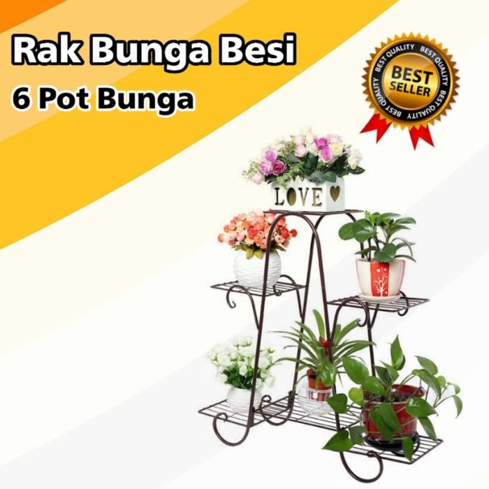 New Rak Bunga Besi 6 Susun