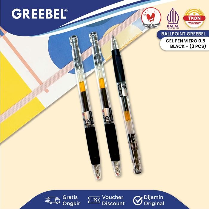 

Greebel Gel Pen Pulpen Gel Pena Ballpen (Gp-504 Viero - Black) / Alat Tulis Kantor Sekolah Anak