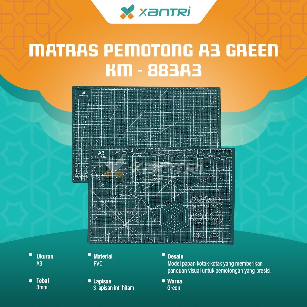 

Xantri - Cutting Mat A3 Xantri HIJAU / Alas Potong Kertas DIY Kerajinan tangan