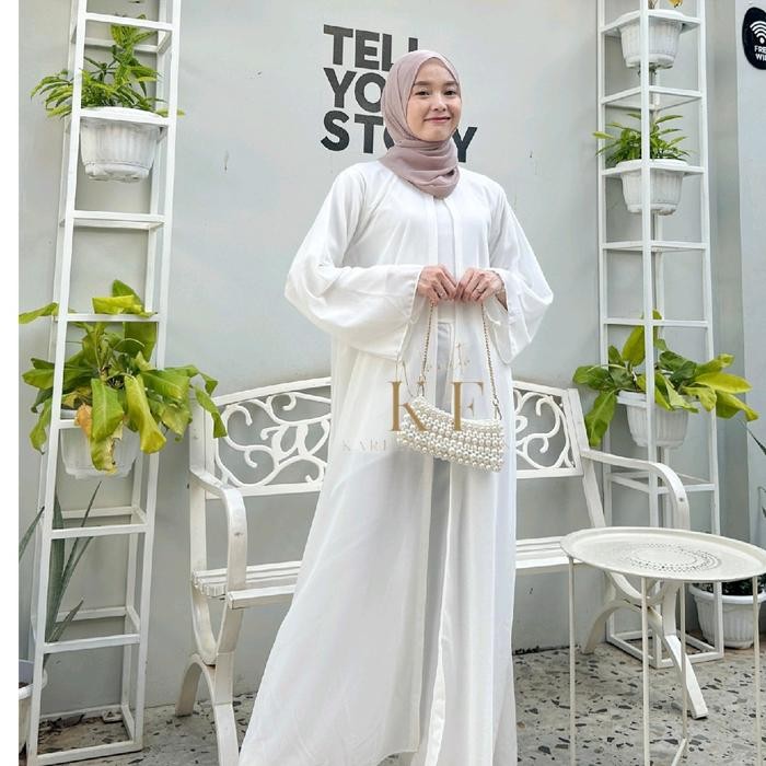 Arwa abaya turky basic outer ceruty polos premium Gamis Muslim Dewasa Turki Hitam