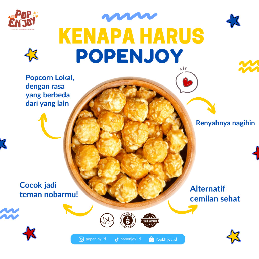 

[7 + 1] POPCORN CARAMEL 500gr - PopENjoy / Manis Crispy Camilan Popkron Snack Jagung