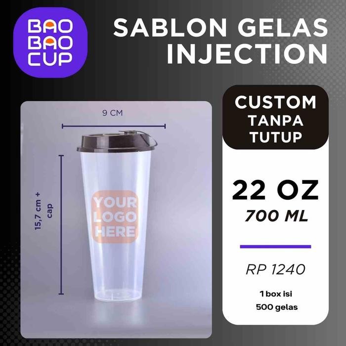 Sablon Cup Injection 22 Oz/700Ml Cup Tanpa Tutup