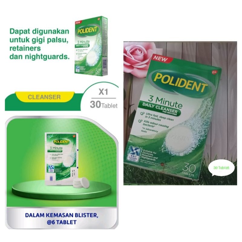 Polident 3 Minute Daily Denture Cleanser 30 Tablet