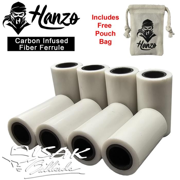 Hanzo Carbon Infused Ferrule Fiber Putih Billiard Cue Stick Pomeran Fibre