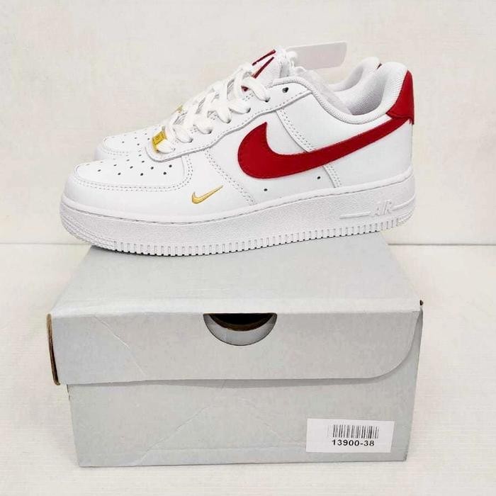BEST SELLER Sepatu Nike Air Force 1 One Low Gym Red Mini Swoosh Putih Merah Wanita