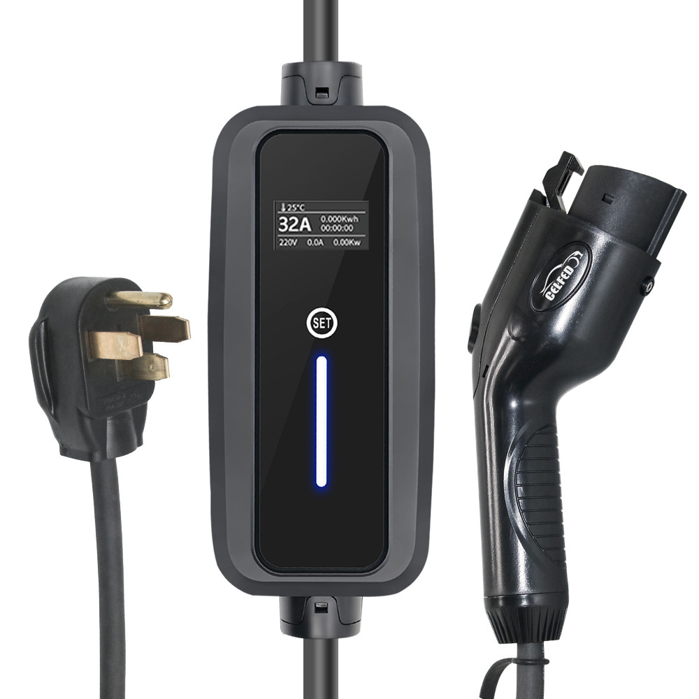 Single Phase 32A 8M 250v EV Charger Type1 J1772 Plug  Adjustable Black Electric Vehicle Charger
