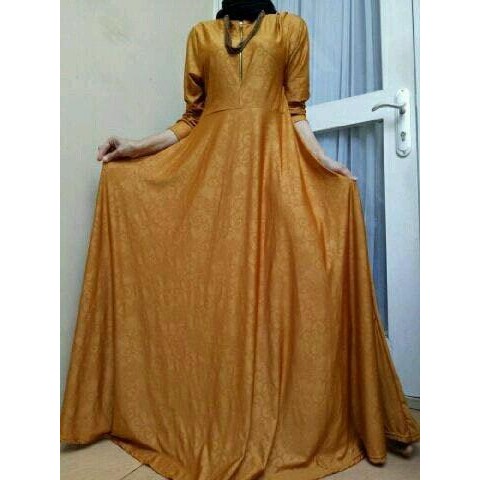 

Terlaris Gamis Jersey Emboss Kunyit Baju Wanita Dress Max