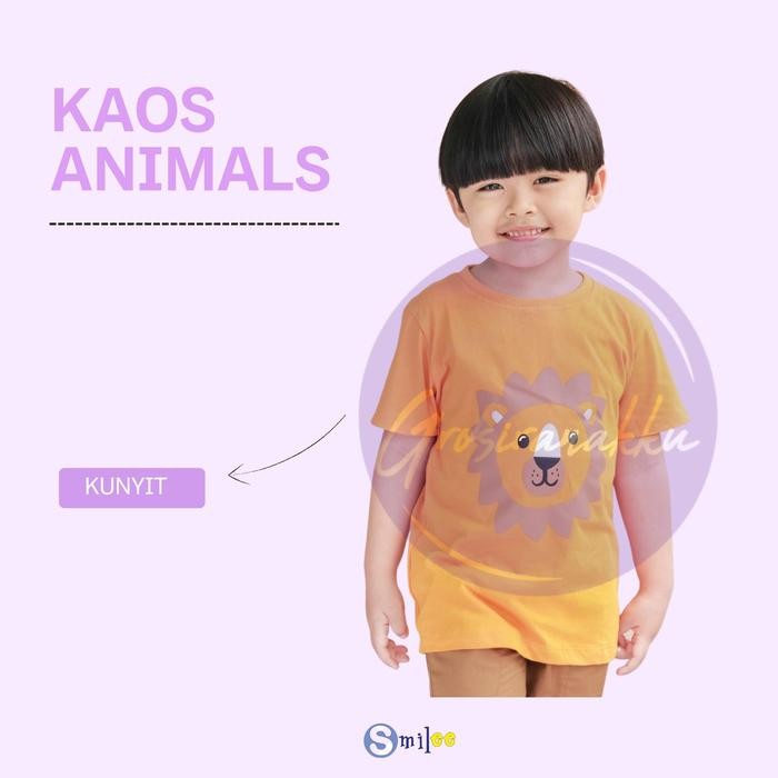 

Terlaris Kaos Anak Cowok Smilee Murah Animal Kunyit Lion Size 1-5 Tahun Perempuan