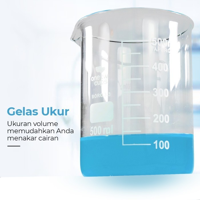Gelas Takar Kaca Dapur Lab Tahan Panas Garis Ukur Takaran Air Measuring Cup Beaker Boro Glass 100