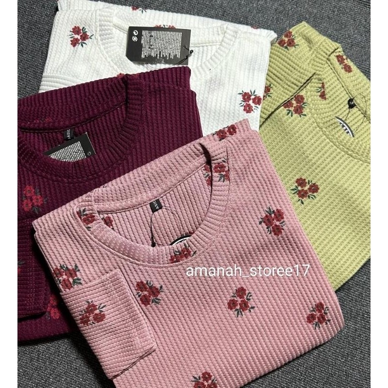 Pola Mewah Kaos Wafer Motif Lengan Panjang / Kaos Premium Lengan Panjang