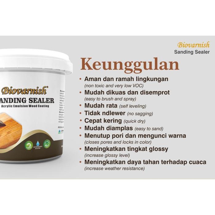 JTTOP" BIOVARNISH SANDING SEALER CAN 1 KG MURAH