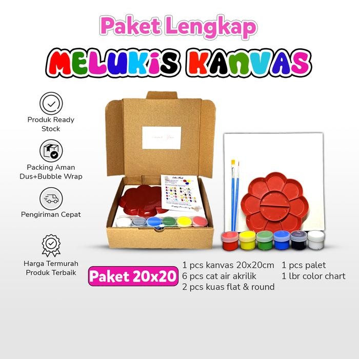 

Paket Alat Lukis Anak Lengkap 1 Set Kuas Cat Air Palet Kanvas Putih