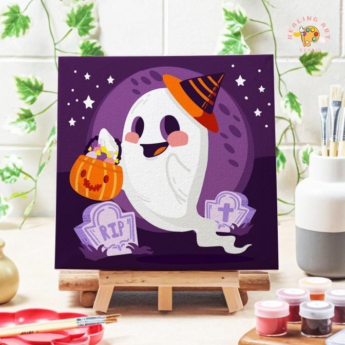 

Paint by number Halloween Casper diy painting canvas 20x20 alat lukis