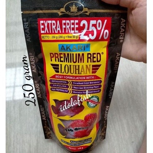 Akari pum red louhan 250 gram pakan ikan louhan dan ikan hias lainnya