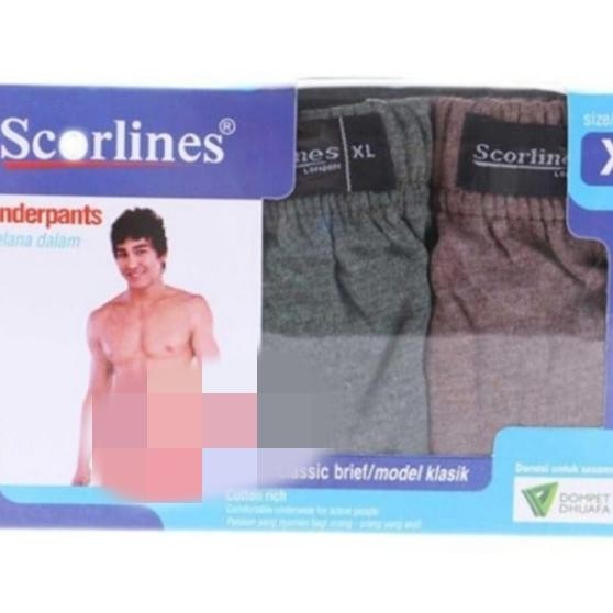 BERAGAM CELANA DALAM PRIA SCORLINES BOX ISI 3' S SIZE M,L,XL ZUK
