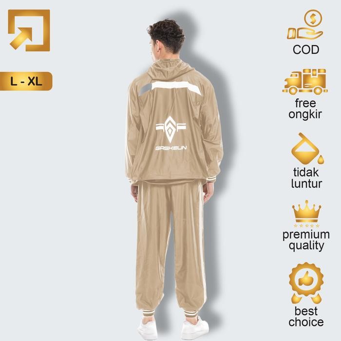 Jas Hujan Ransel Backpack Baju dan Celana Karet Tebal Original Raincoat Premium Waterproof Anti