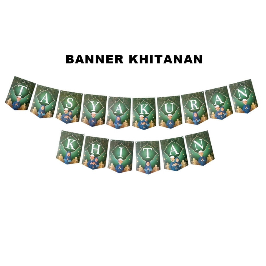 Flowpartt Banner Tasyakuran Khitan / Bunting Flag Tulisan Khitanan
