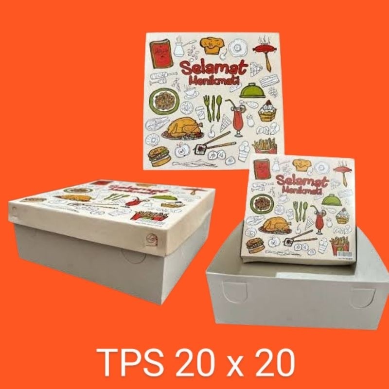 Flowpartt Dus Nasi / Lunch Box Motif Putih Mantap Model Tutup Pisah (Tps) Isi 25 Pcs