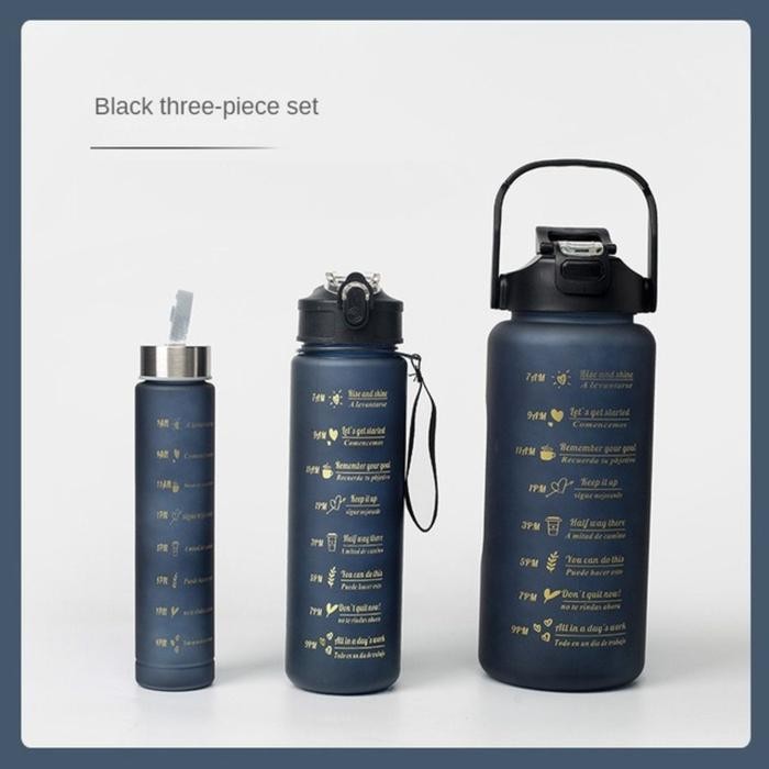 ID BOTOL MINUM 1 SET VIRAL 2LITER + 900ML + 350ML (INCLUDE STIKER 2D 3D) JM HITAM PLASTIK